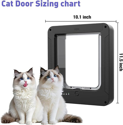 Smart Cat Door for Interior & Exterior Doors, Inter Frame Size 8.34" x 7.83", Microchip Kitten Door with 3 RFID Collar Sensor Keys, Electronic Activated Opening Pets Cats Flap for Windows, Walls