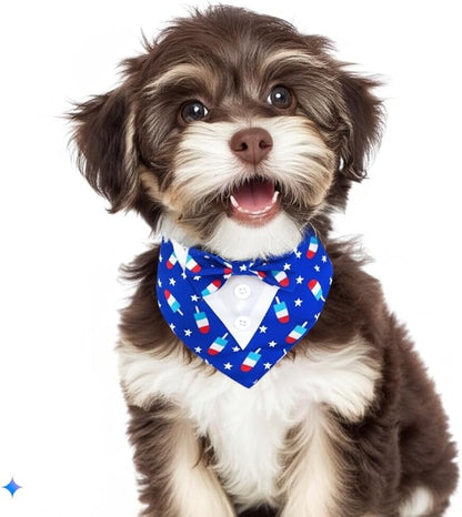 Dog Tuxedo, Adjustable Formal Wedding Outfit Bandana Dog Tux Collar with Bow Tie, Pet Birthday Valentines Outfit Cosplay(Small)