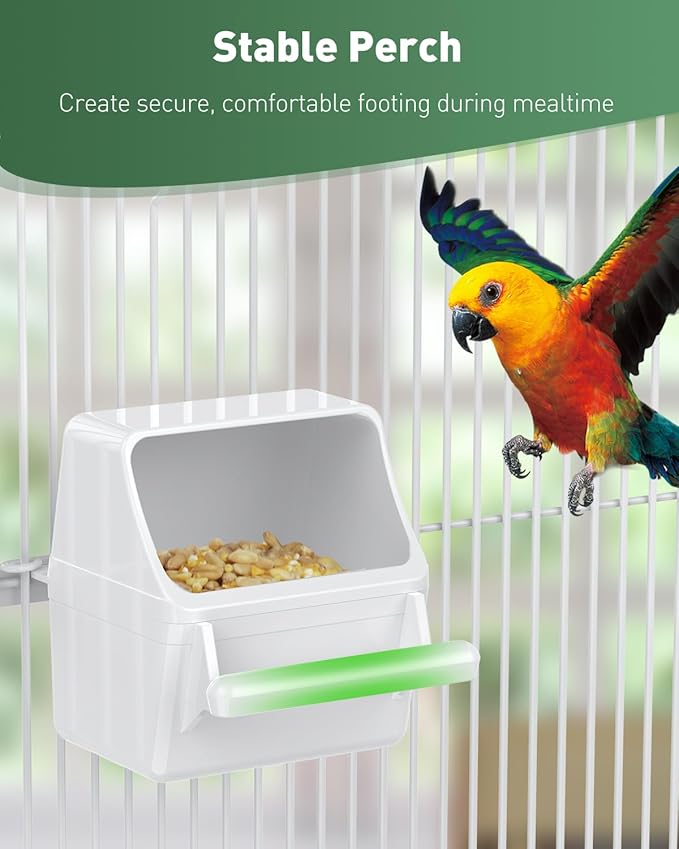 Pawfly 2 Pcs Bird Feeder, Hanging Plastic Water Dispenser with Hooks, Food Bowl for Small Parakeet Cockatiel Canary Parrot