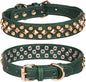 Spiked Dog Collar Soft Pu Leather Mushrooms Rivet Spike Studded Puppy Adjustable Pet Collars for Small Breeds (L, Green3)