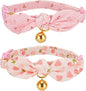 Cotton Bowtie Cat Collar with Bell 2 Pack Adjustable Breakaway Kitten Collars with Removeable Bow Pink Girl Cat Collars