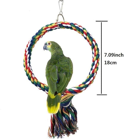 Litewoo Bird Swing Toy Colorful Cotton Rope Perches for Parrots Budgie Parakeet Cockatiel Conure Finch Lovebird