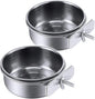 PINVNBY 2PCS Parrot Feeding Cups Birds Food Dish Stainless Steel Parrot Feeders Water Cage Bowls with Clamp Holder for Cockatiel Conure Parakeet Macaw Small Animal (Size: L)