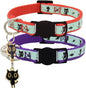 2 Pack Glow in The Dark Cat Collar with Bell Breakaway Safety Cat Puppy Collars with Pendant Red and Purple