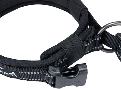EXCELLENT ELITE SPANKER Reflective Dog Collar Classic Soft Padded Breathable Nylon Adjustable Pet Collar with Quick Release Buckle for Boy Girl Male Female Small Medium Large Dogs Training(Black-S)