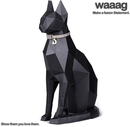 WAAAG Cat Collars, Gold Moons and Stars Cat Collar, Safety Breakaway Cat Collar, Glow in The Dark (Standard 9"-15" Neck, Grey)