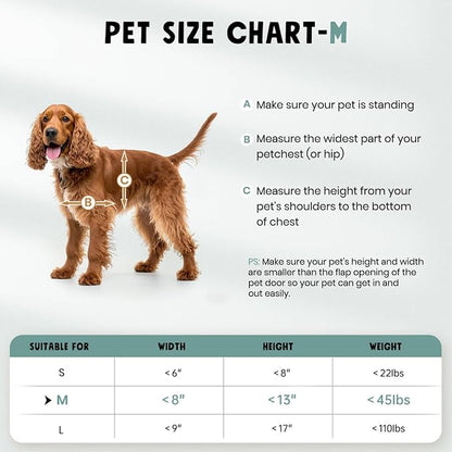 Dog Door For Door All Aluminum 3 Flaps, Medium Doggy Doggie Door, Cat Door Black, Heavy Duty Pet Door for Dogs Cats, With Insulation Flap, Telescoping Tunnel, Sliding Closing Panel, for Pet Up to 45lb