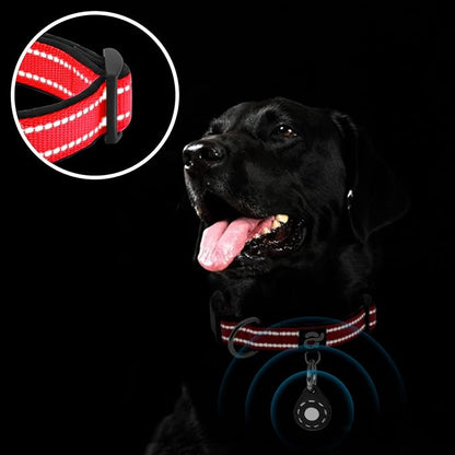 azuza Reflective Dog Collar with Airtag Holder, Soft Neoprene Padded Pet Collar with ID Tag Ring, Adjustable for Medium Dogs,Red,XS
