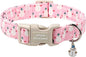 Unique Style Paws Christmas Dog Collar,Pink Snowman Print Dog Collar for Small Dogs,Soft Cotton Puppy Collars with Adjustable Buckle for Small,Medium,Large Dogs