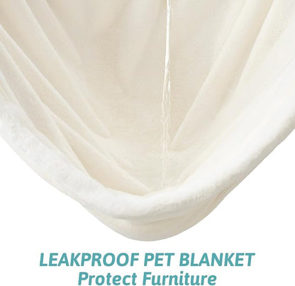 Waterproof Pet Blanket, Ultra Soft Luxury Faux Fur Throw Blanket for Couch, Cozy Warm Plush Blanket for Sofa Bedroom Living Room, Liquid Pee Proof for Large Dog or Cat, 40x60 inch, Cream