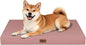 Outdoor Dog Bed for Medium Dogs, Waterproof Dog Crate Mat Orthopedic Egg Crate Foam Pet Bed with Washable Removable Oxford Cover, Pink