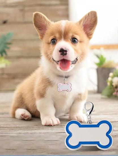 Double-Sided Personalized Dog Tags for Pets - pet ID tag, Laser Engraved Dog tag, Name tag for Dog Collar, Dog Tags for Large Dogs (Blue, Bone-Shaped-Large)