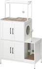 HOOBRO Litter Box Enclosure, Litter Box Furniture with Storage, 2-in-1 Hidden Cat Furniture with Shelf, 2 Dangling Plush Balls and 1 Toy Ball, Large Wooden Cat Washroom, White WT78MW01