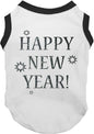 Petitebella Bling Happy New Year Puppy Dog Shirt (White/Black, Small)