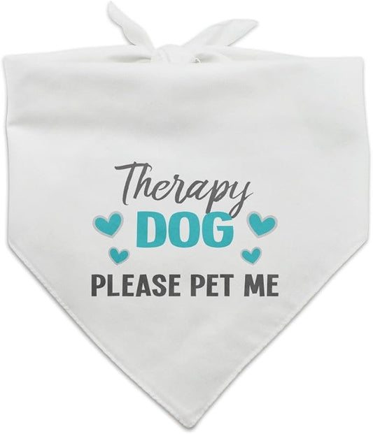 GRAPHICS & MORE Therapy Dog Please Pet Me with Hearts Dog Pet Bandana - White