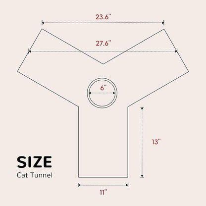 Tempcore Pet Cat Tunnel Collapsible Toy, 3-Way Kitty Tunnel with Peek Hole & Ball - Indoor Play Tube for Cats, Kittens, Puppy, Rabbit - Light Grey Boredom Relief Toy