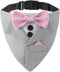 Tuxedo Dog Collar for Wedding Engagement and Birthday,Adjustable Formal Dog Bandanas Collar with Bow Outfit,Suitable for Small Medium Large Dog