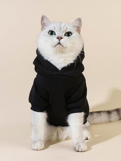QWINEE Cartoon Bear Print Cat Hoodie Breathable Stretchy Sweatshirts with Hat Warm Cat Clothes for Small Medium Large Cats Dogs Multicolor M