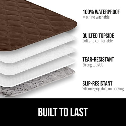 GORILLA GRIP Waterproof Couch Cover for Dogs, Gripped Slip Resistant Backing, Leak Proof Washable Dog Blanket Covers Sofa, Bed, Sectional, Crate, Car, RV Seats, Pet Puppy Essentials, 50x40 Brown