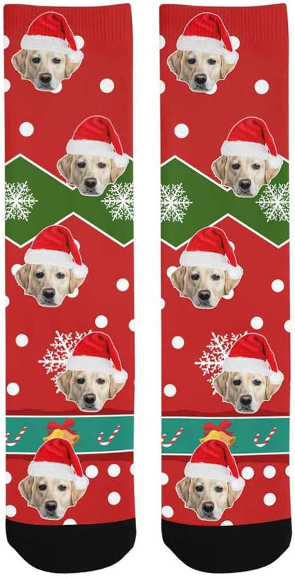 Custom Face Socks, Personalized Dog Lover Pet Photo Picture on Socks Unisex Athletic Crew Socks for Men Women
