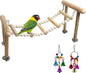 PINVNBY 3PCS Bird Ladder Bridge, Natural Wood Climbing Ladders Flexible Parrot Swing Toys for Parakeets, Cockatiels, Lovebirds, Amazon Parrots, Conures (11 x 6.3 x 6.7 inches)