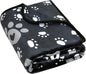 Dog Blanket, Soft Fleece Dog Blankets for Large Dogs, Fluffy Flannel Pet Cat Puppy Blanket Mat Cover for Bed Couch, Cute Paw Print Throw Blanket for Dogs, Black 50"X40"