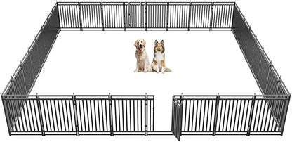 Dog Fence Outdoor for Yard Indoor Dog Playpen 40" Height 32 Panels Portable Dog Pen Metal Dog Kennel for RV Camping(Black-Silver)