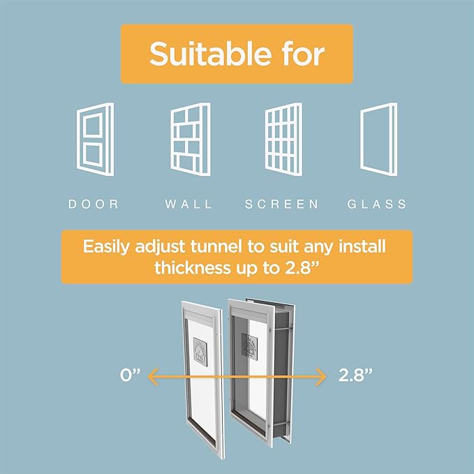 Hakuna Pets Deluxe Aluminum Pet, Cat and Dog Door with 2-Way Locking Panel for Screens, Doors and Walls up to 2.8" Thick, Small, Silver
