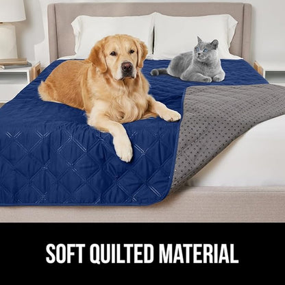 GORILLA GRIP Waterproof Bed Cover for Dogs, 82x68, Gripped Slip Resistant Backing, Leak Proof Washable Dog Blanket Covers Sofa, Couch, Sectional, Crate, Car, RV Seats, Pet Puppy Essentials, Navy Blue