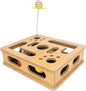 Interactive Wooden Cat Scratch Puzzle Enrichment Box,Cat Nail File Enrichment Box, Features Built in Sandpaper to Help Trim Claws During Play. (Burlywood Color)