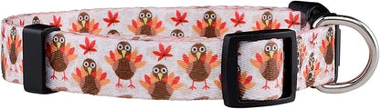 Native Pup Thanksgiving Dog Collar- Fall Collars for Dogs- Autumn Leaf, Turkey, Pumpkin Pie, Holiday Leaves- Girl Boy Puppy- Adjustable for Small, Medium, Large Breeds (Turkey, Small)