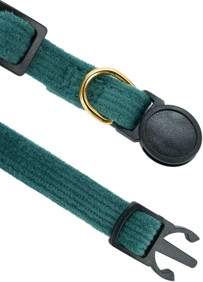 2 Pack Soft Corduroy Christmas Cat Collars with Bow Tie & Bell, Adjustable Breakaway Cotton Kitty Bowtie Collar for Girl Boy Kitten (Red & Green)