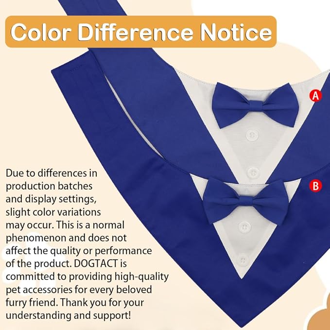 Formal Dog Tuxedo Adjustable Pet Collar with Bow, Small, Medium and Large Dog Wedding Clothing, Birthday Gifts