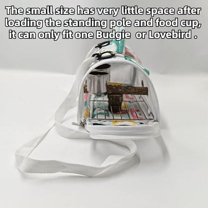 Bird Carrier Bag Bird Travel Cage with Indestructible Stainless Steel Mesh, Feeder Cups and Stand Perch, Portable Bird Travel Bag, Pet Transparent Breathable Travel Cage (Colorful,Small)