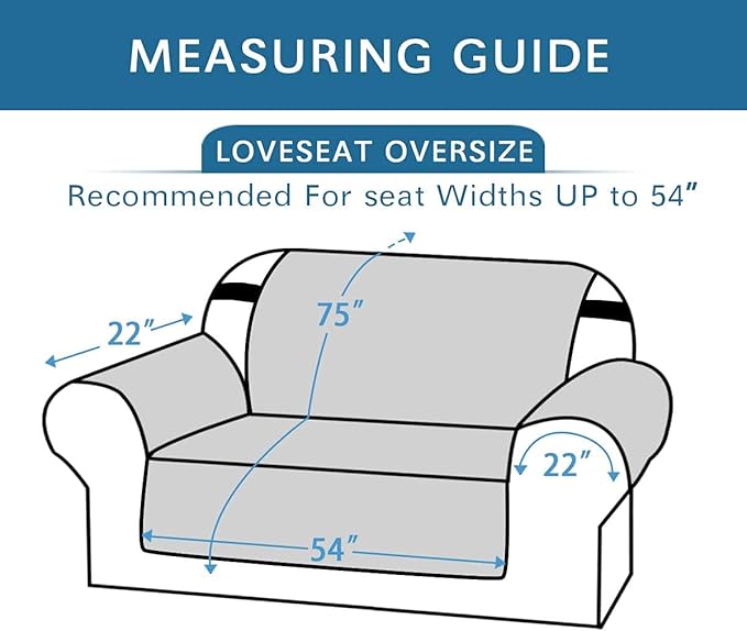 H.VERSAILTEX Reversible Loveseat Cover Furniture Protector Anti-Slip Water Resistant 2" Elastic Straps Couch Covers Pets Kids Fit Sitting Width Up to 54"(Oversized Loveseat: 75" x 98", Ivory/Beige)