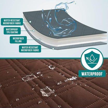 PetAmi Waterproof Couch Cover for Dogs, Reversible Furniture Protector for Pet Cat Bed, Washable Blanket Dog Cover for Sofa Seat, 52x82 Brown