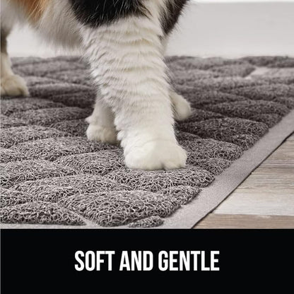 GORILLA GRIP Cat Litter Box Mat, Water Resistant, US Designed Kitty Litter Trapping Mats, Easy to Clean, Scatter Control, Less Mess and Clean Floors, Kitten Supplies for Indoor Cats, 24x17 Grey
