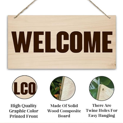 Welcome Sign for Front Door, Welcome Decor Wooden Hanging Sign for Wall Decor, Retro Wood Grain Signs, Rustic Funny Wooden Outdoor Front Door Hanging Decoration 13.8X6.9 inches