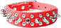 Spiked Dog Collar Soft Pu Leather Mushrooms Rivet Spike Studded Puppy Adjustable Pet Collars for Small Breeds (L, Red)