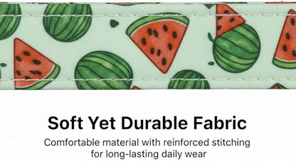 Dog Collar for Small Dogs, Summer Dog Collar with Watermelon Print and Charm, Adjustable Pet Collar for Girl Boy Dogs