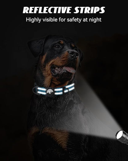 Joytale Airtag Dog Collar, Reflective Pet Collar with Waterproof AirTag Holder, Dual D-Rings, Soft Padded Adjustable for Large Dogs, SkyBlue, L
