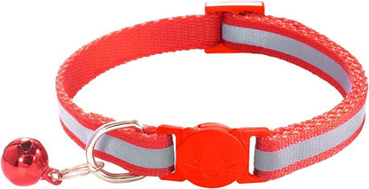 3 Pack Reflective and Breakaway Cat Collars with Bells，Adjustable Kitten Collars from 7.5 to 12.5 Inches, Ideal of Kitten Collar, Suitable for Girls and Boys (Red)
