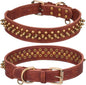 Spiked Dog Collar Soft Pu Leather Mushrooms Rivet Spike Studded Puppy Adjustable Pet Collars for Small Breeds (S, Brown2)
