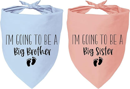 2 Pack Dog Bandana Pregnancy Announcement, I'm Going to Be a Big Brother Gender Reveal Puppy Dog Scarf Accessories, Adjustable Pet Bandana Scarf for Small Medium Large Dogs