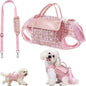 Dog Lift Harness Backpack for Small Dogs Cats, Adjustable Straps Dog Sling Carrier Full Body for Hiking, Travel, Outdoor – Pink Small