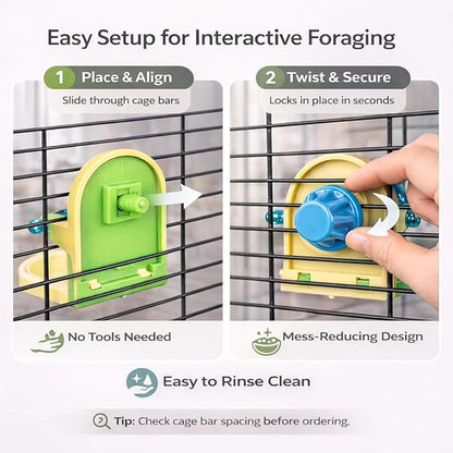 Small Pet Intelligence Growth Rotating Foraging Toy with Mirror for Birds,Budgies,Parakeets, Rats & Hamsters Chew-Proof Cage Feeder Slow Release & Self-Discovery Fun(1pc Random Color)