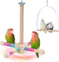9" Hanging Bird Perch Toy for Cage, 360° Silent Free-Spin, Wooden Bird Cage Accessories, Relieve Boredom Anxiety, for Parrots, Parakeets, Cockatiels, Small to Medium Birds, with Poplar Swing