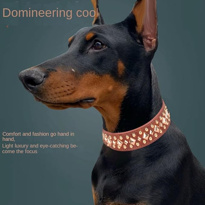 Spiked Dog Collar Soft Pu Leather Mushrooms Rivet Spike Studded Puppy Adjustable Pet Collars for Small Breeds (L, Grey3)