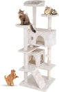 FDW | 54" Cat Tree Tower | Beige | Multi-Level Indoor Activity Center with Sisal Scratching Posts, Condos, Plush Perches, Hanging Cat Toys | Sturdy, Easy to Assemble | for Kittens & Adult Cats