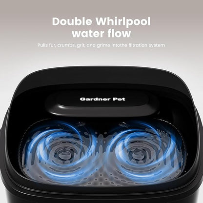Gardner Pet Dog Water Fountain, Dog Water Bowl Dispenser with Automatic Vortex Circulation 8L/2.1Gal Large Capacity for Large Dogs, Adapter Included